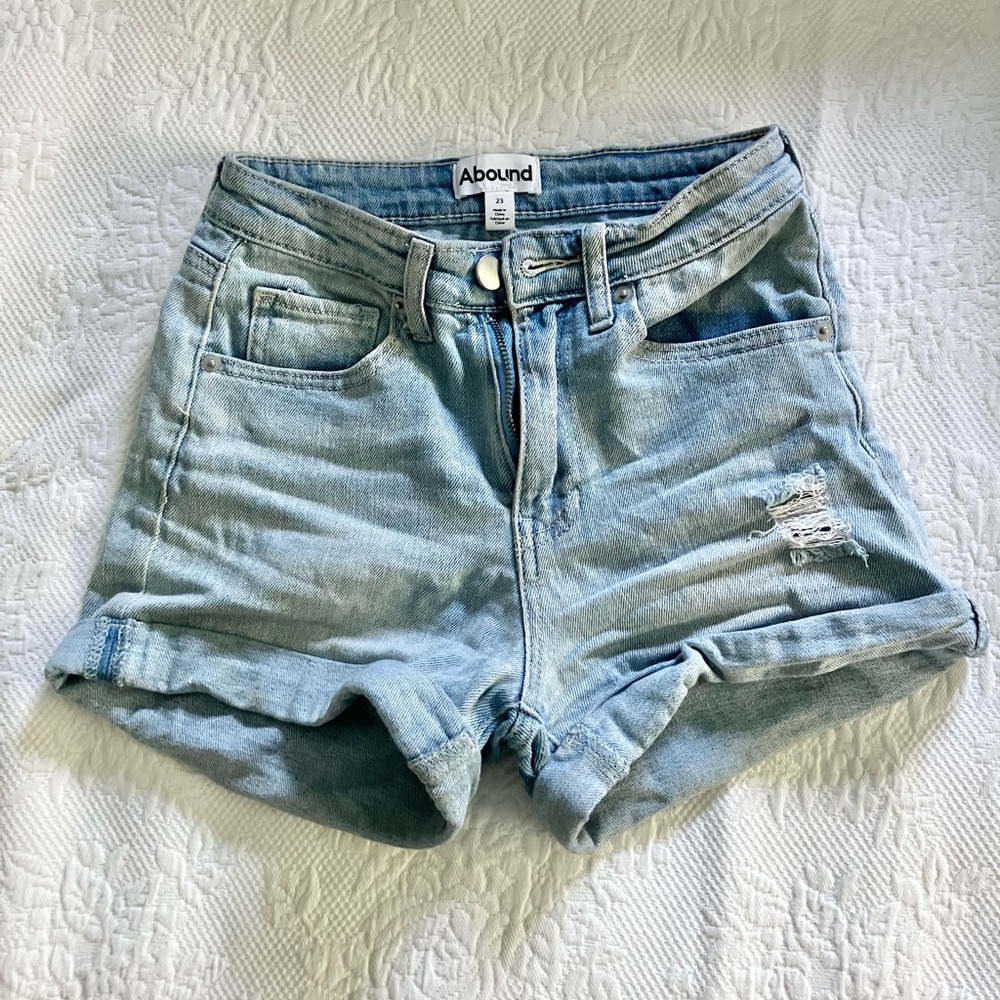 Abound Light Denim Ripped Jean Shorts